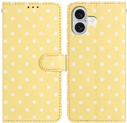 Apple iPhone 17 Hoesje Portemonnee Book Case Polka Dot Geel afbeelding