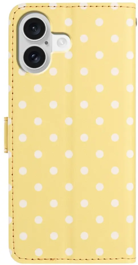 Apple iPhone 17 Hoesje Portemonnee Book Case Polka Dot Geel afbeelding 11