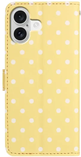 Apple iPhone 17 Hoesje Portemonnee Book Case Polka Dot Geel afbeelding 11