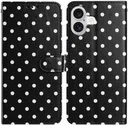 Apple iPhone 17 Hoesje Portemonnee Book Case Polka Dot Zwart