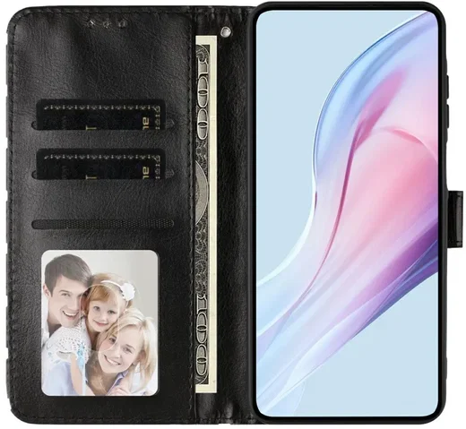 Apple iPhone 17 Hoesje Portemonnee Book Case Polka Dot Zwart afbeelding 6