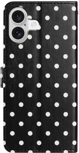 Apple iPhone 17 Hoesje Portemonnee Book Case Polka Dot Zwart afbeelding 11