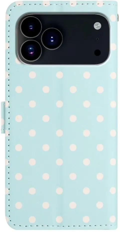Apple iPhone 17 Pro Hoesje Portemonnee Book Case Polka Dot Blauw afbeelding 5