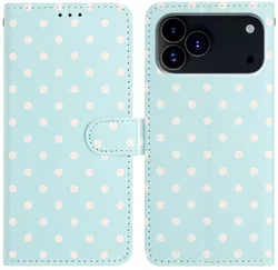 Apple iPhone 17 Pro Hoesje Portemonnee Book Case Polka Dot Blauw afbeelding