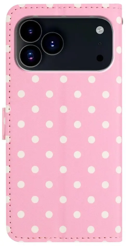 Apple iPhone 17 Pro Hoesje Portemonnee Book Case Polka Dot Roze afbeelding 5