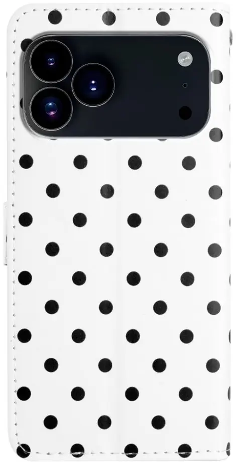 Apple iPhone 17 Pro Hoesje Portemonnee Book Case Polka Dot Wit afbeelding 5