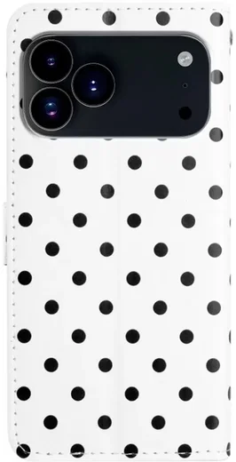 Apple iPhone 17 Pro Hoesje Portemonnee Book Case Polka Dot Wit afbeelding 5