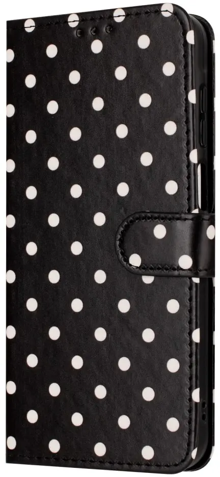 Apple iPhone 17 Pro Max Hoesje Portemonnee Book Case Polka Dot Zwart afbeelding 6