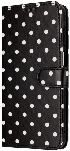 Apple iPhone 17 Pro Max Hoesje Portemonnee Book Case Polka Dot Zwart afbeelding 6
