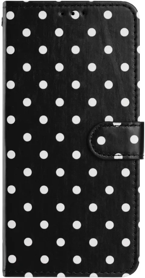 Apple iPhone 17 Pro Max Hoesje Portemonnee Book Case Polka Dot Zwart afbeelding 5
