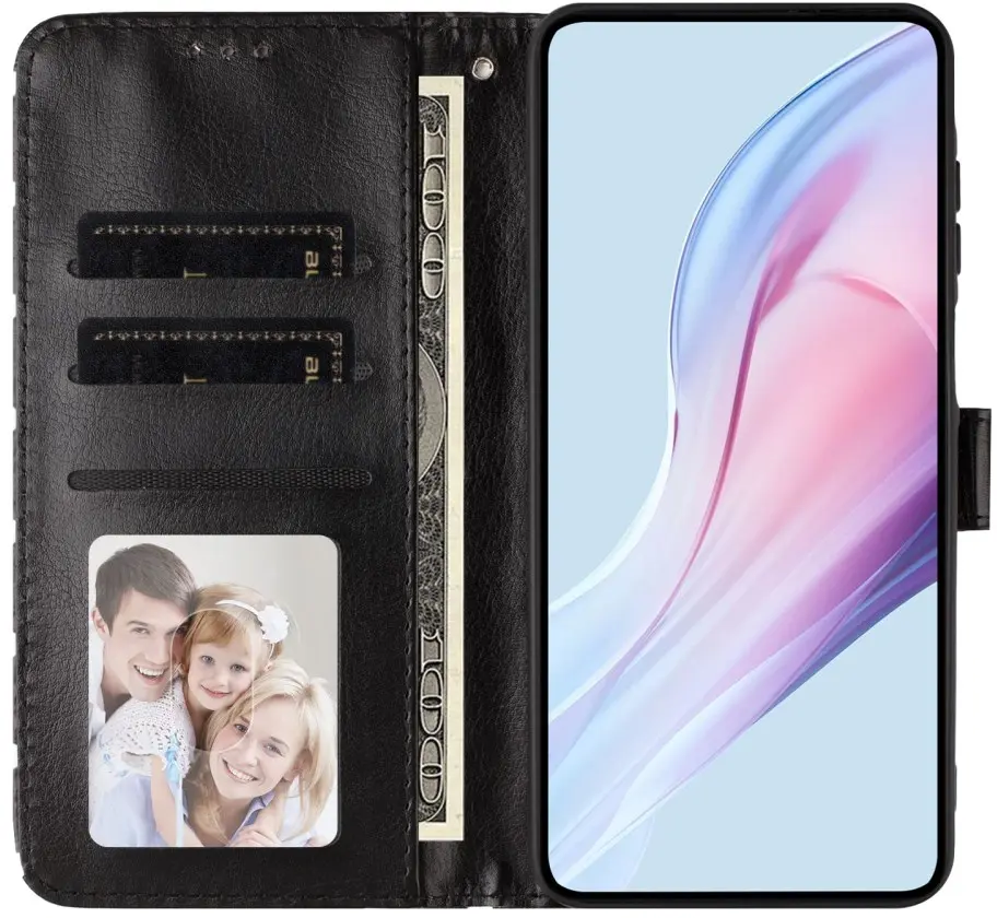 Apple iPhone 17 Pro Max Hoesje Portemonnee Book Case Polka Dot Zwart afbeelding 11