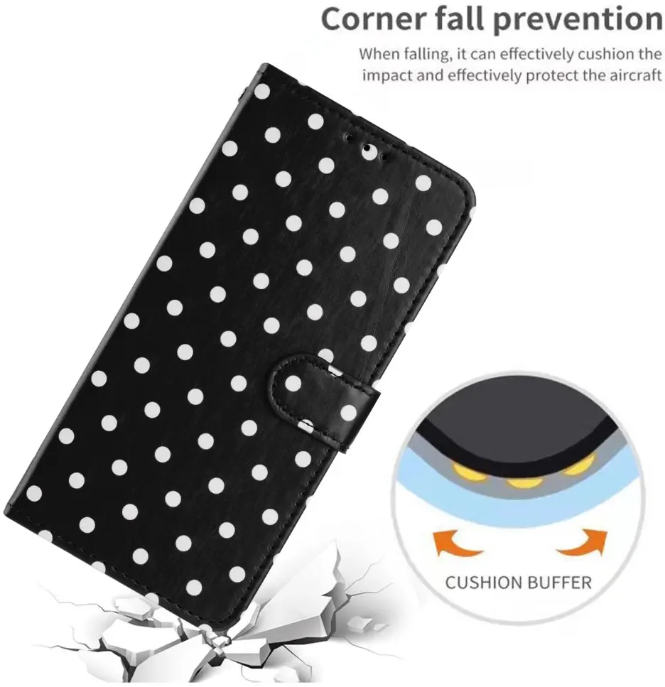 Apple iPhone 17 Pro Max Hoesje Portemonnee Book Case Polka Dot Zwart afbeelding 12