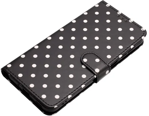 Apple iPhone 17 Pro Max Hoesje Portemonnee Book Case Polka Dot Zwart afbeelding 9