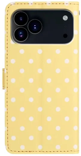 Apple iPhone 17 Pro Max Hoesje Portemonnee Book Case Polka Dot Geel afbeelding 5