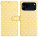 Apple iPhone 17 Pro Max Hoesje Portemonnee Book Case Polka Dot Geel