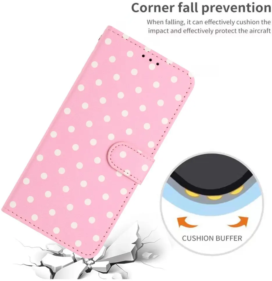 Apple iPhone 17 Pro Max Hoesje Portemonnee Book Case Polka Dot Roze afbeelding 12
