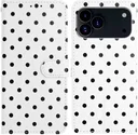 Apple iPhone 17 Pro Max Hoesje Portemonnee Book Case Polka Dot Wit