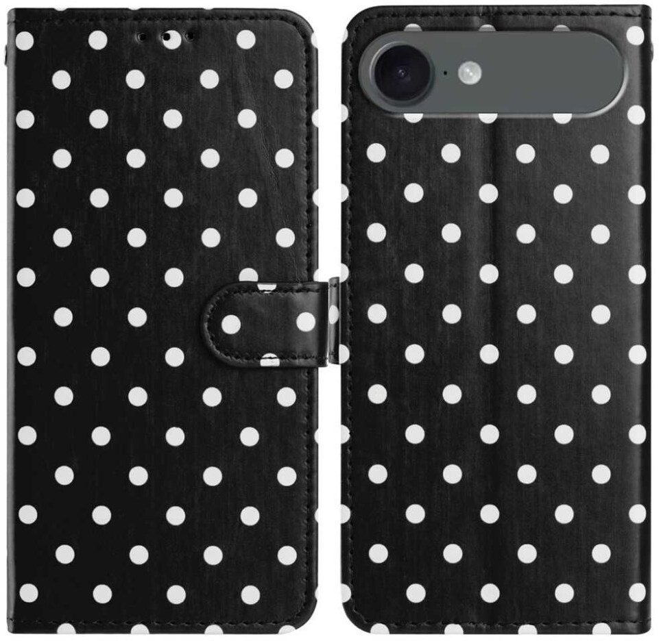 Apple iPhone Air Hoesje Portemonnee Book Case Polka Dot Zwart afbeelding 1