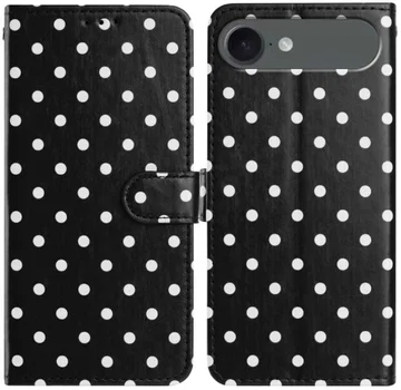 Apple iPhone Air Hoesje Portemonnee Book Case Polka Dot Zwart