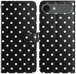 Apple iPhone Air Hoesje Portemonnee Book Case Polka Dot Zwart afbeelding