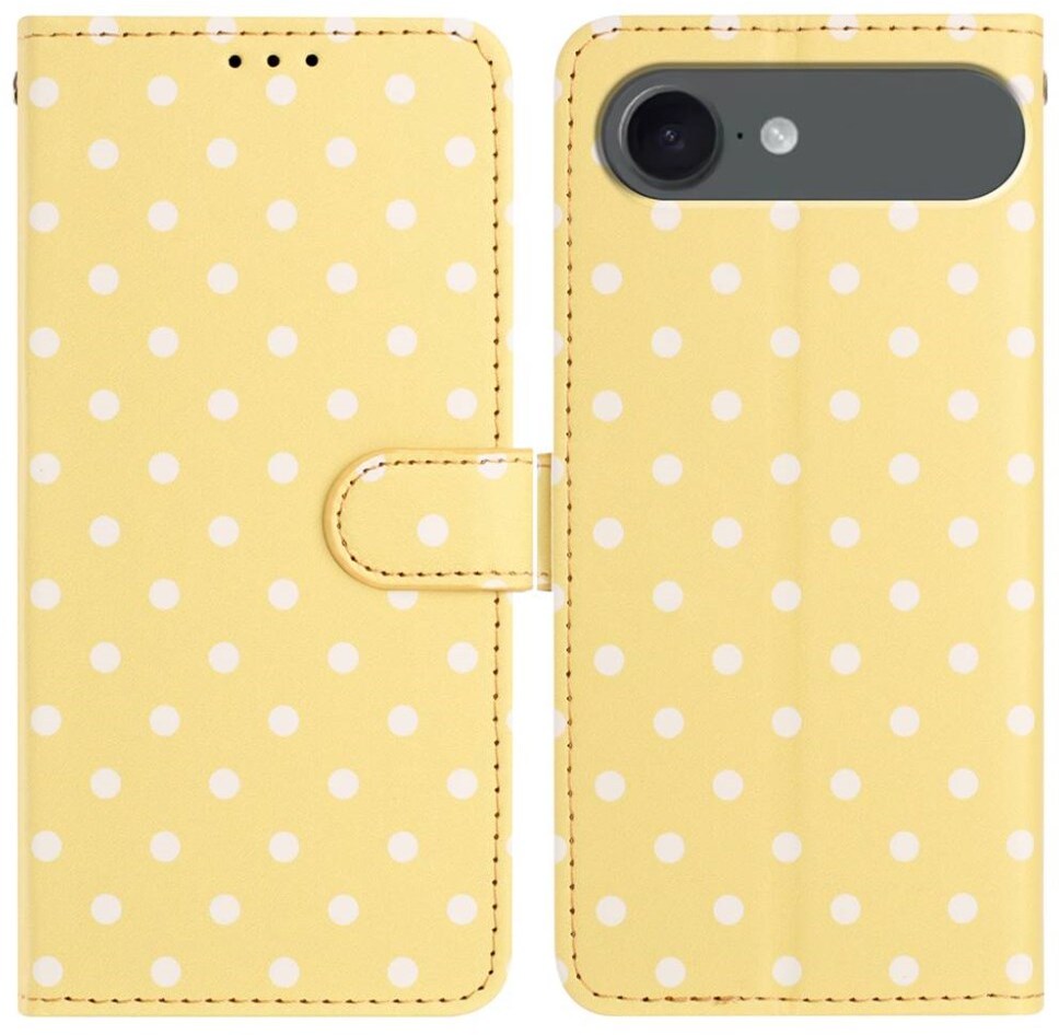 Apple iPhone Air Hoesje Portemonnee Book Case Polka Dot Geel afbeelding 1