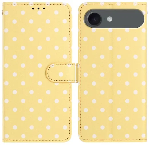 Apple iPhone Air Hoesje Portemonnee Book Case Polka Dot Geel afbeelding 1