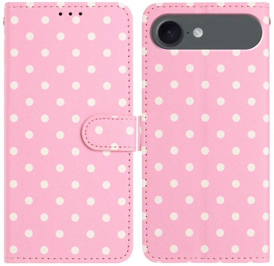 Apple iPhone Air Hoesje Portemonnee Book Case Polka Dot Roze afbeelding 1