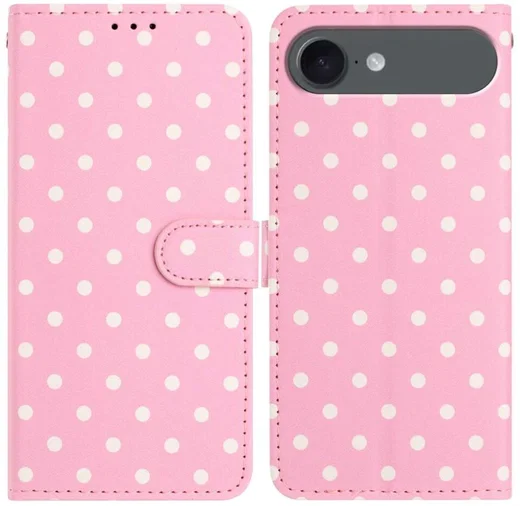 Apple iPhone Air Hoesje Portemonnee Book Case Polka Dot Roze afbeelding 1