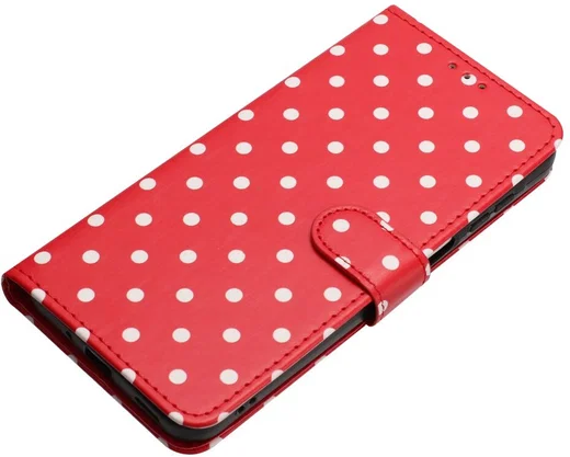Apple iPhone Air Hoesje Portemonnee Book Case Polka Dot Rood afbeelding 7