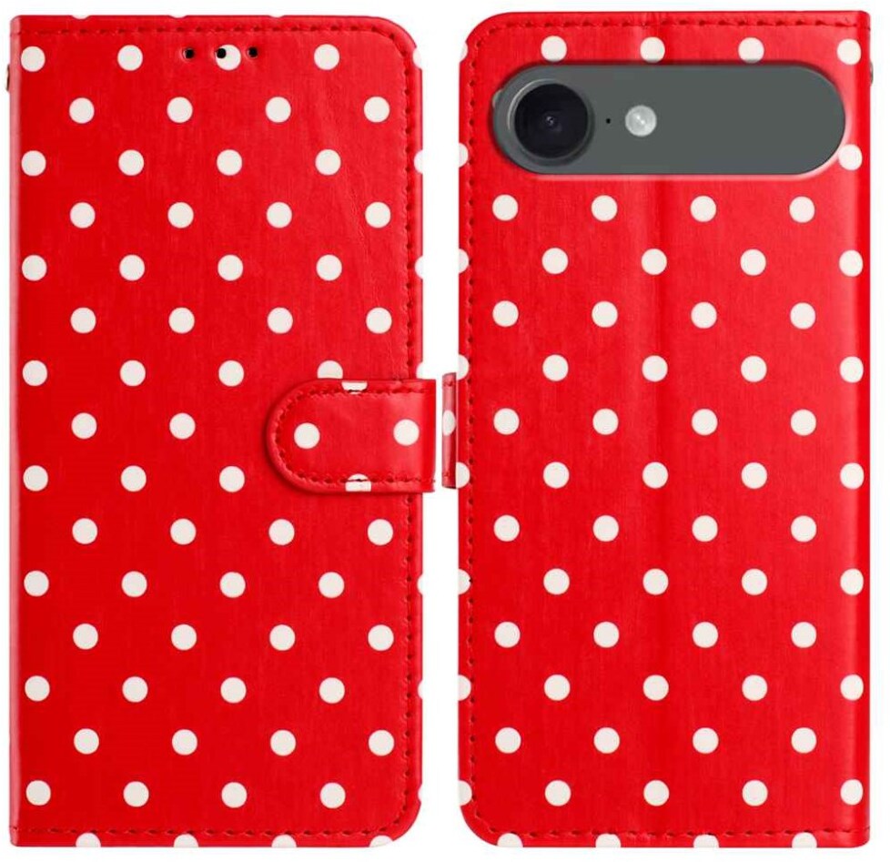 Apple iPhone Air Hoesje Portemonnee Book Case Polka Dot Rood afbeelding 1