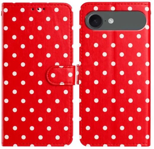 Apple iPhone Air Hoesje Portemonnee Book Case Polka Dot Rood afbeelding 1