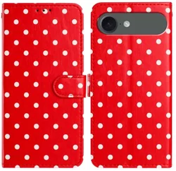 Apple iPhone Air Hoesje Portemonnee Book Case Polka Dot Rood afbeelding