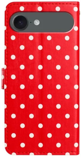 Apple iPhone Air Hoesje Portemonnee Book Case Polka Dot Rood afbeelding 3