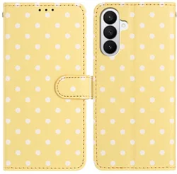 Samsung Galaxy S26 Hoesje Portemonnee Book Case Polka Dot Geel afbeelding