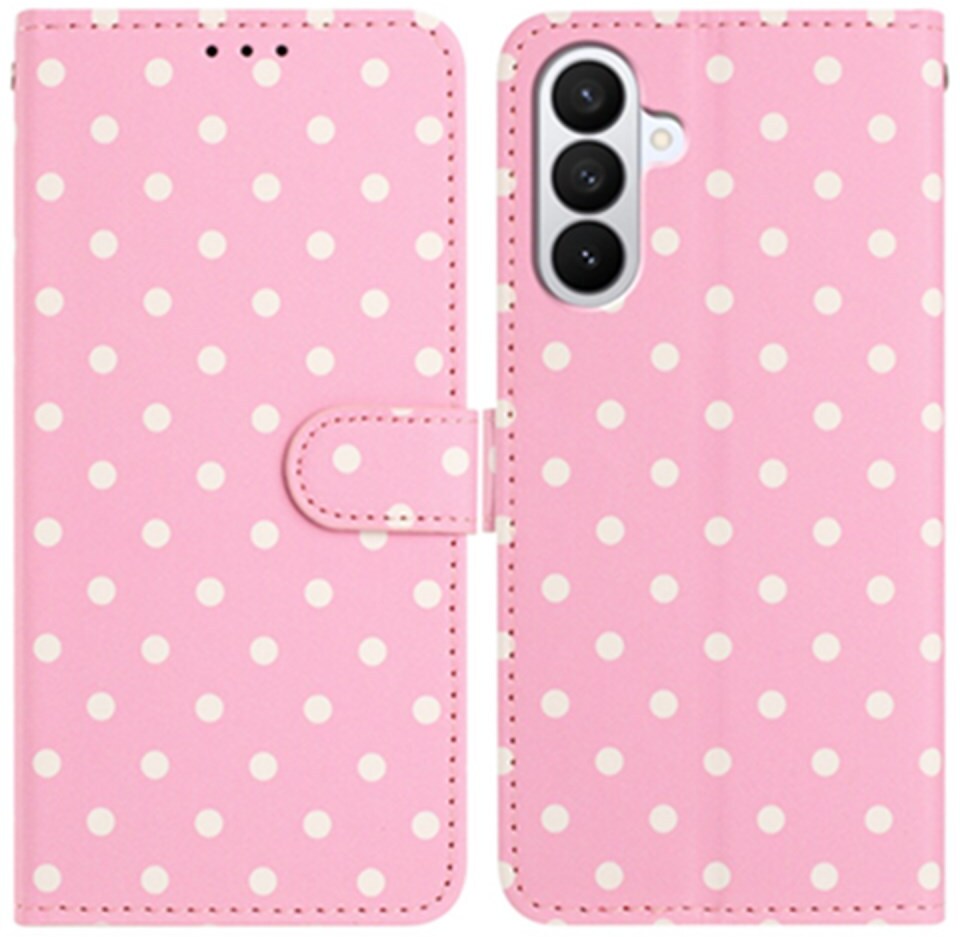 Samsung Galaxy S26 Hoesje Portemonnee Book Case Polka Dot Roze afbeelding 1