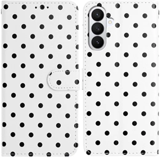 Samsung Galaxy S26 Hoesje Portemonnee Book Case Polka Dot Wit afbeelding 1