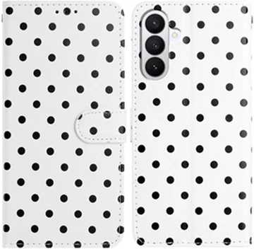 Samsung Galaxy S26 Hoesje Portemonnee Book Case Polka Dot Wit