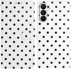 Samsung Galaxy S26 Hoesje Portemonnee Book Case Polka Dot Wit afbeelding