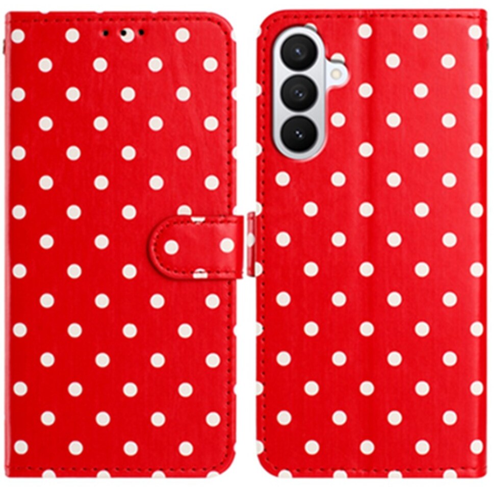 Samsung Galaxy S26 Hoesje Portemonnee Book Case Polka Dot Rood afbeelding 1