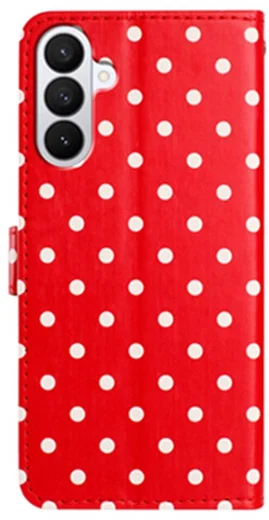 Samsung Galaxy S26 Hoesje Portemonnee Book Case Polka Dot Rood afbeelding 4