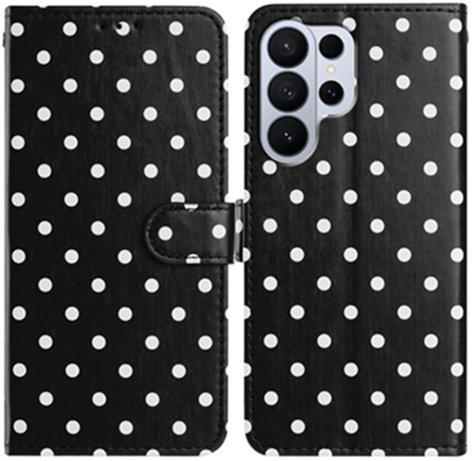 Samsung Galaxy S26 Ultra Hoesje Portemonnee Book Case Polka Dot Zwart afbeelding 1