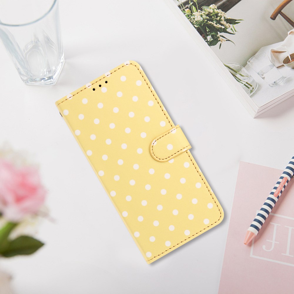 Samsung Galaxy S26 Ultra Hoesje Portemonnee Book Case Polka Dot Geel afbeelding 2