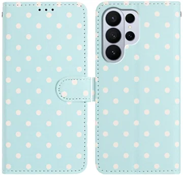 Samsung Galaxy S26 Ultra Hoesje Portemonnee Book Case Polka Dot Blauw