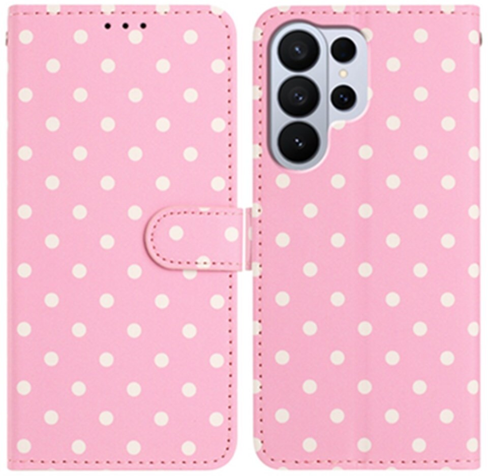 Samsung Galaxy S26 Ultra Hoesje Portemonnee Book Case Polka Dot Roze afbeelding 1