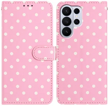 Samsung Galaxy S26 Ultra Hoesje Portemonnee Book Case Polka Dot Roze
