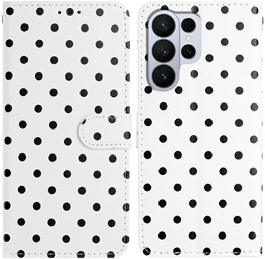 Samsung Galaxy S26 Ultra Hoesje Portemonnee Book Case Polka Dot Wit afbeelding 1