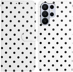 Samsung Galaxy S26 Ultra Hoesje Portemonnee Book Case Polka Dot Wit afbeelding