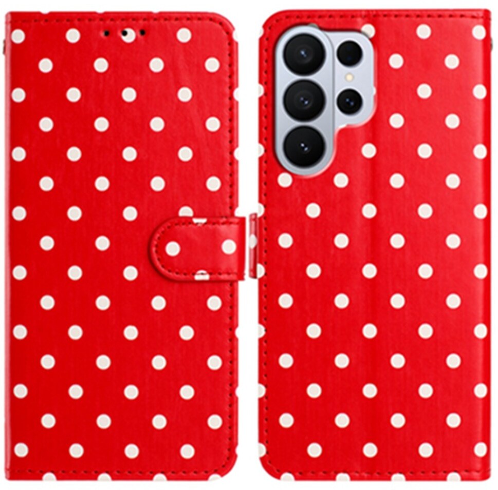 Samsung Galaxy S26 Ultra Hoesje Portemonnee Book Case Polka Dot Rood afbeelding 1