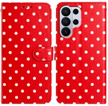 Samsung Galaxy S26 Ultra Hoesje Portemonnee Book Case Polka Dot Rood