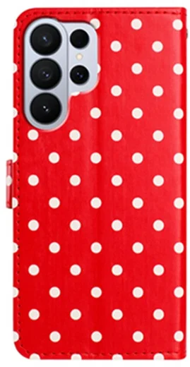 Samsung Galaxy S26 Ultra Hoesje Portemonnee Book Case Polka Dot Rood afbeelding 5